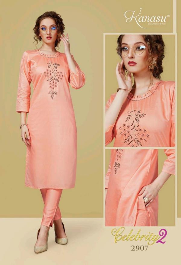 Kanasu Celebrity 2 Designer Ethnic Wear Silk Kurti With Bottom 